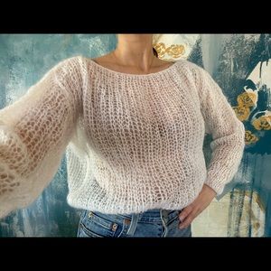 White mohair sweater, bridal, pullover, shrug